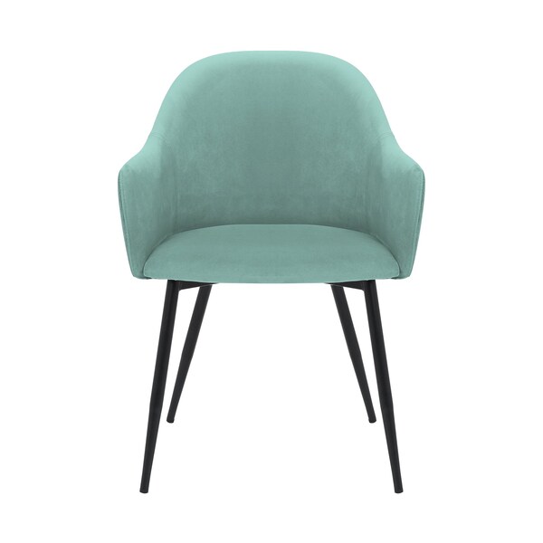 Armen Living Pixie Two Tone Teal Fabric Dining Room Chair with Black Metal Legs - LCPXCHTL