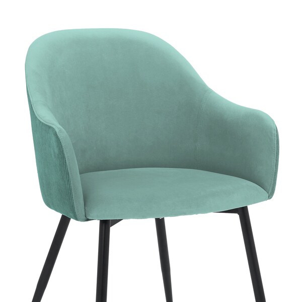Armen Living Pixie Two Tone Teal Fabric Dining Room Chair with Black Metal Legs - LCPXCHTL