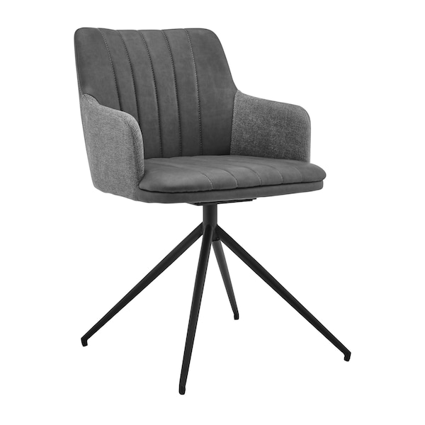 Armen Living Simone Modern Faux Leather and Fabric Metal Swivel Dining Room Chairs - Set of 2 - LCSICHGRBL