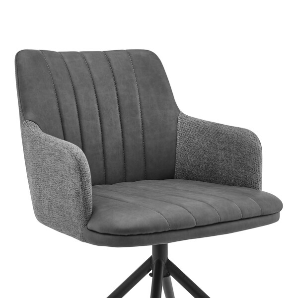 Armen Living Simone Modern Faux Leather and Fabric Metal Swivel Dining Room Chairs - Set of 2 - LCSICHGRBL