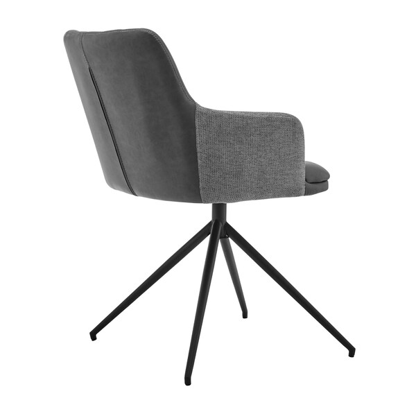 Armen Living Simone Modern Faux Leather and Fabric Metal Swivel Dining Room Chairs - Set of 2 - LCSICHGRBL