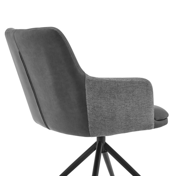 Armen Living Simone Modern Faux Leather and Fabric Metal Swivel Dining Room Chairs - Set of 2 - LCSICHGRBL