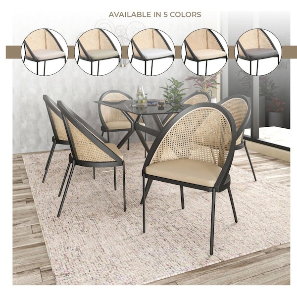 Leisuremod Urbane Collection Modern Dining Chair With Wicker back in Cream - UC21WCR