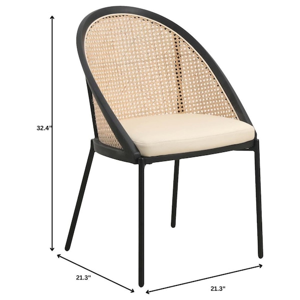 Leisuremod Urbane Collection Modern Dining Chair With Wicker back in Cream - UC21WCR