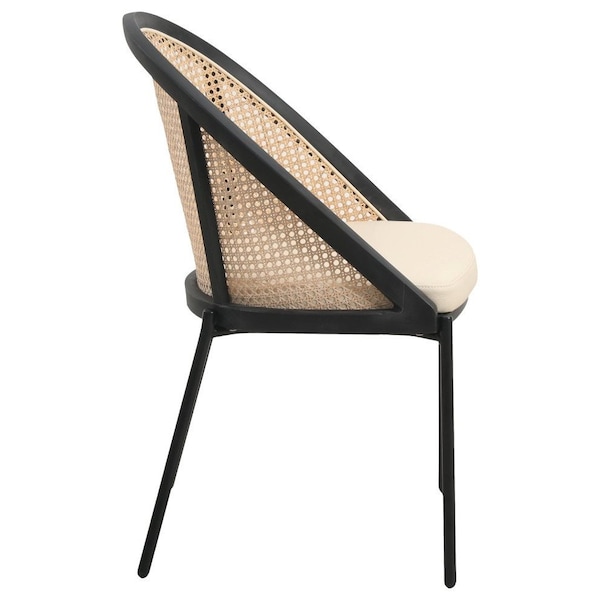 Leisuremod Urbane Collection Modern Dining Chair With Wicker back in Cream - UC21WCR