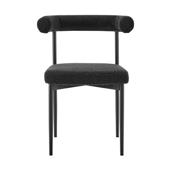 Armen Living Shannon Dining Chair with Matte Black Iron and Black Fabric - Set of 2 - LCSNSIBLK