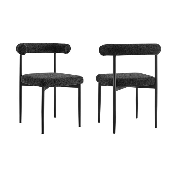 Armen Living Shannon Dining Chair with Matte Black Iron and Black Fabric - Set of 2 - LCSNSIBLK