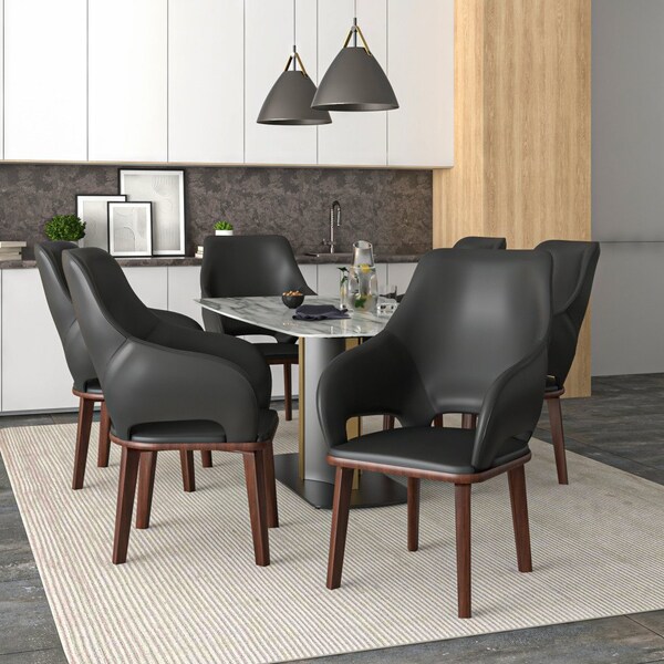 Leisuremod Vivara Collection Modern Dining Chair in Dark Grey, 2PK - VC23DGR2