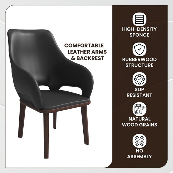 Leisuremod Vivara Collection Modern Dining Chair in Dark Grey, 2PK - VC23DGR2