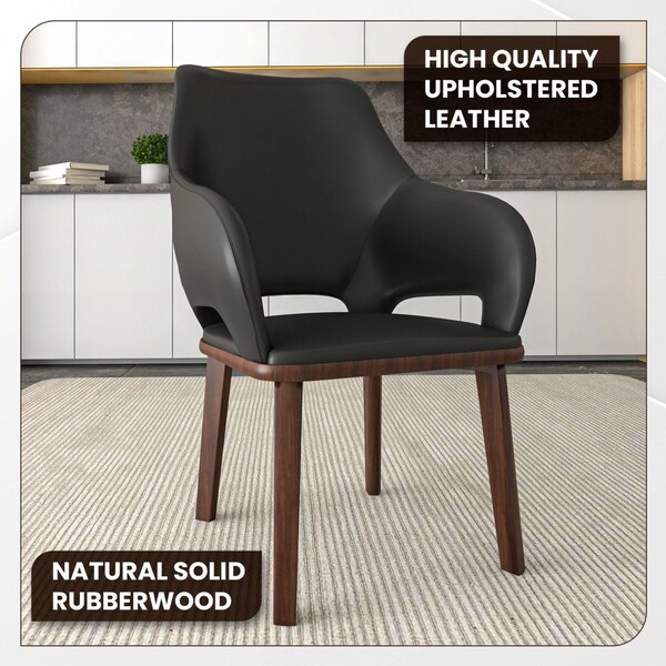 Leisuremod Vivara Collection Modern Dining Chair in Dark Grey, 2PK - VC23DGR2