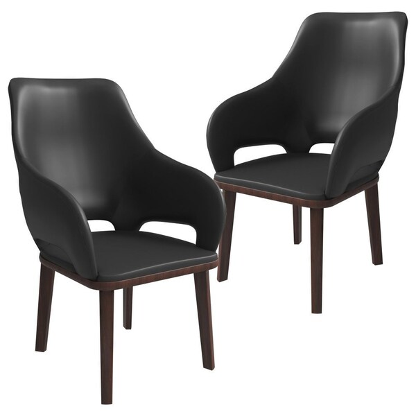 Leisuremod Vivara Collection Modern Dining Chair in Dark Grey, 2PK - VC23DGR2
