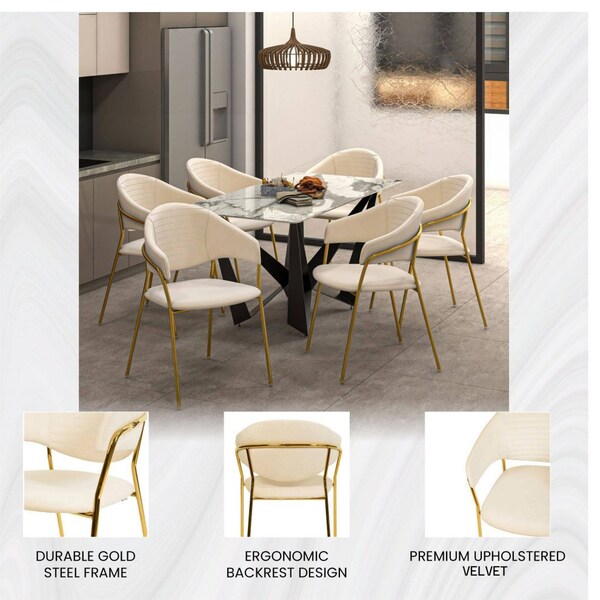 Leisuremod Bella Collection Modern Dining Chair in Off White, 2PK - BC21OW2