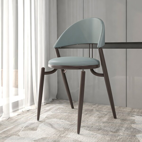 Leisuremod Venice Collection Modern Dining Chair In Black in Grey, 2PK - VC49LGR2