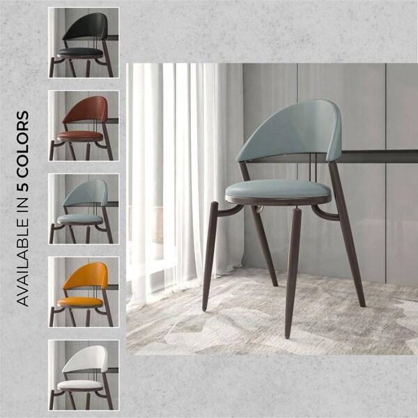 Leisuremod Venice Collection Modern Dining Chair In Black in Grey, 2PK - VC49LGR2