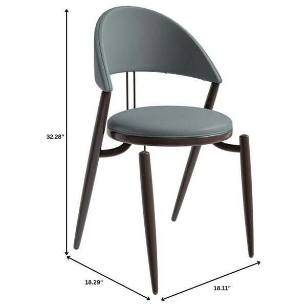 Leisuremod Venice Collection Modern Dining Chair In Black in Grey, 2PK - VC49LGR2