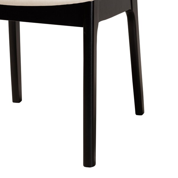 Baxton Studio Dannon Mid-Century Modern Cream Fabric and Black Finished Wood 2-Piece Dining Chair Set, PR - 234-2PC-13296-ZORO