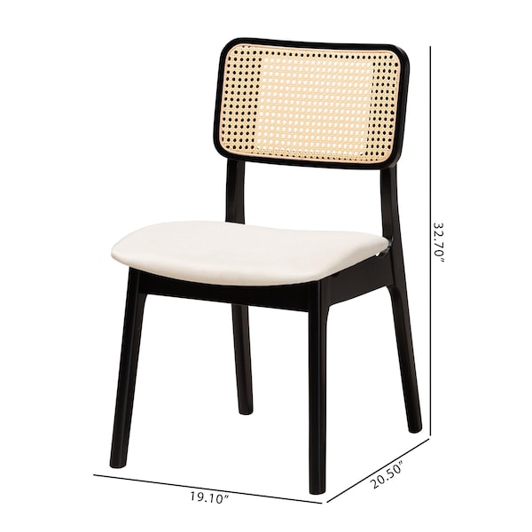 Baxton Studio Dannon Mid-Century Modern Cream Fabric and Black Finished Wood 2-Piece Dining Chair Set, PR - 234-2PC-13296-ZORO
