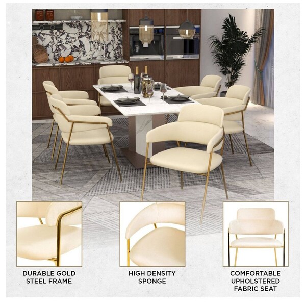 Leisuremod Axis Collection Modern Gold Dining Chair in Beige - ACG22BG