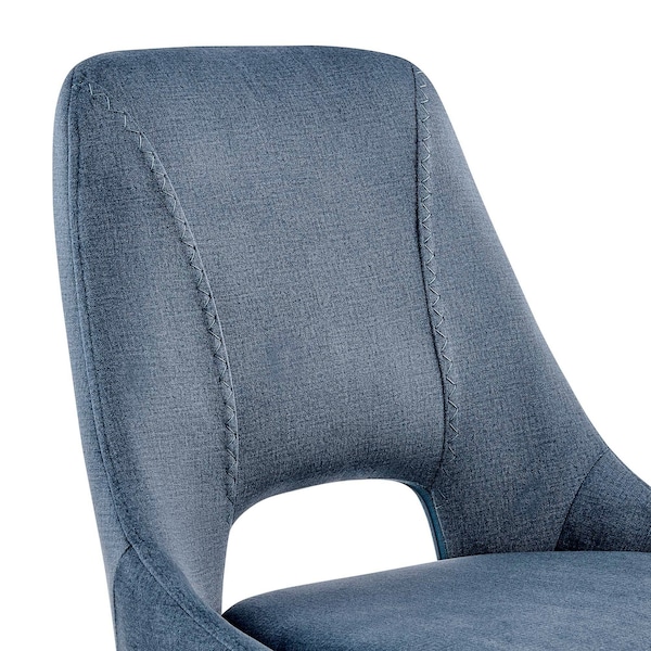 Armen Living Lexi Dining Room Accent Chair in Blue Velvet and Black Finish - Set of 2 - LCLESIBLU
