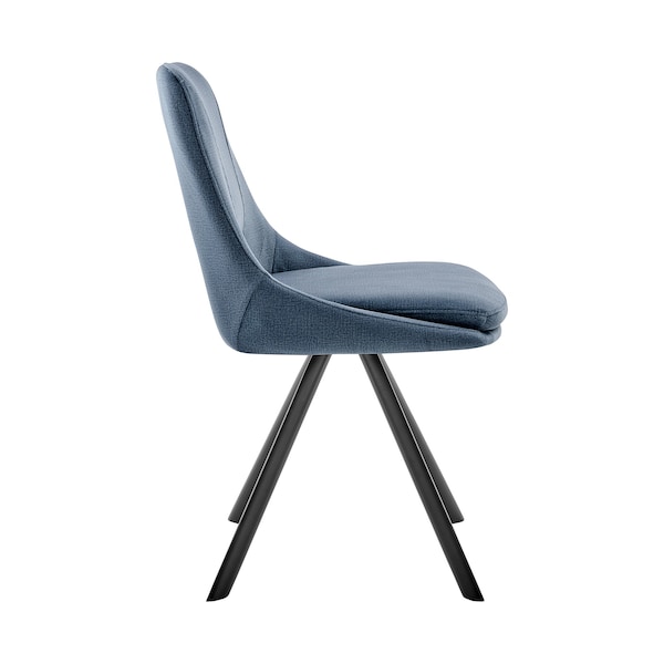 Armen Living Lexi Dining Room Accent Chair in Blue Velvet and Black Finish - Set of 2 - LCLESIBLU