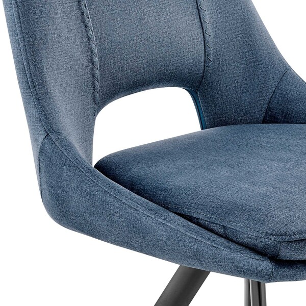 Armen Living Lexi Dining Room Accent Chair in Blue Velvet and Black Finish - Set of 2 - LCLESIBLU