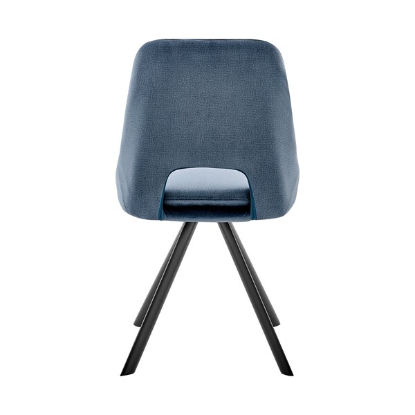 Armen Living Lexi Dining Room Accent Chair in Blue Velvet and Black Finish - Set of 2 - LCLESIBLU