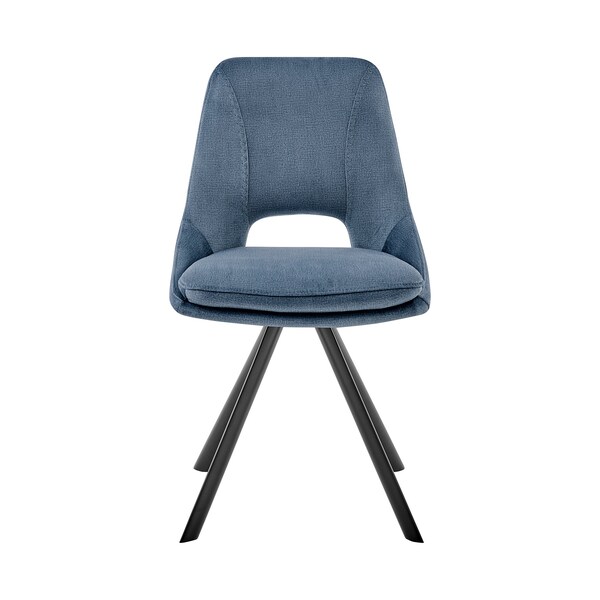 Armen Living Lexi Dining Room Accent Chair in Blue Velvet and Black Finish - Set of 2 - LCLESIBLU