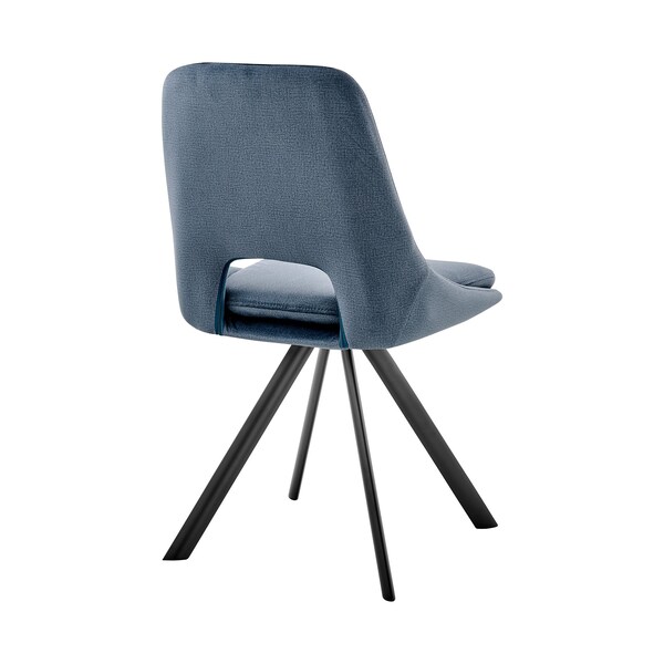 Armen Living Lexi Dining Room Accent Chair in Blue Velvet and Black Finish - Set of 2 - LCLESIBLU