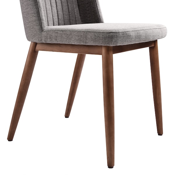 Armen Living Wade Mid-Century Dining Chair in Walnut Finish and Gray Fabric - Set of 2 - LCWDSIGR
