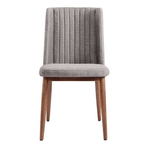 Armen Living Wade Mid-Century Dining Chair in Walnut Finish and Gray Fabric - Set of 2 - LCWDSIGR