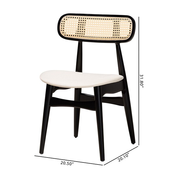 Baxton Studio Tarana Mid-Century Modern Cream Fabric and Black Finished Wood 2-Piece Dining Chair Set, PR - 234-2PC-13297-ZORO