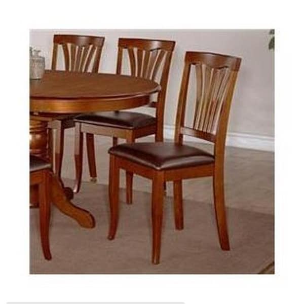 Wooden Imports Furniture Llc Wooden Imports Furniture AVON11-LC-SABR Avon Chair with Faux Leather Seat - Saddle Brow Finish - Pack of 2 - AVC-SBR-LC
