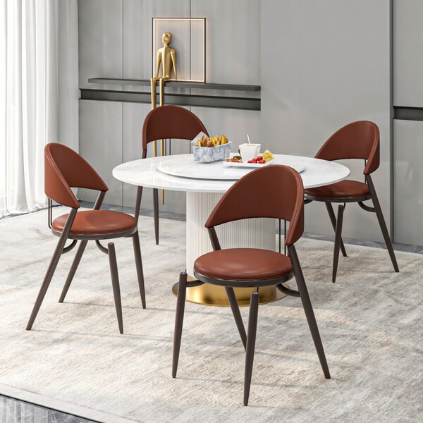 Leisuremod Venice Collection Modern Dining Chair In Dark Brown - VC49DBR