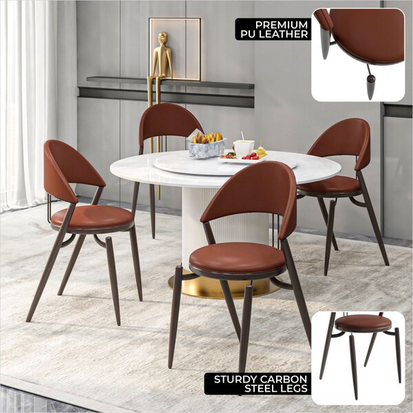 Leisuremod Venice Collection Modern Dining Chair In Dark Brown - VC49DBR