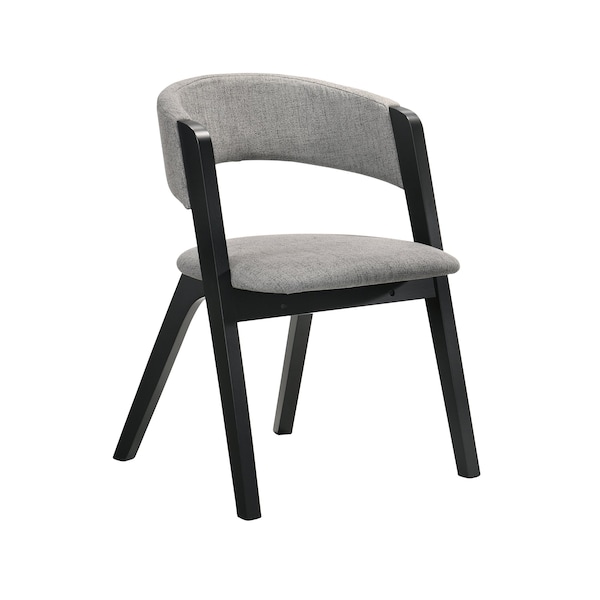 Armen Living Rowan Gray Upholstered Dining Chairs in Black Finish - Set of 2 - LCRWSIGRBL