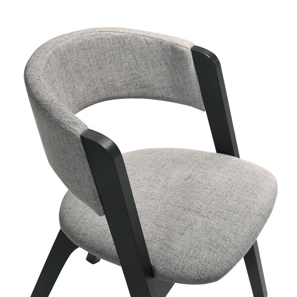 Armen Living Rowan Gray Upholstered Dining Chairs in Black Finish - Set of 2 - LCRWSIGRBL