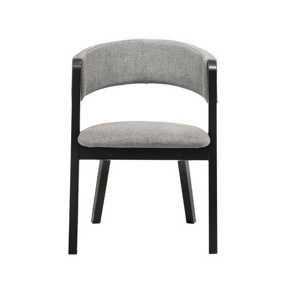 Armen Living Rowan Gray Upholstered Dining Chairs in Black Finish - Set of 2 - LCRWSIGRBL
