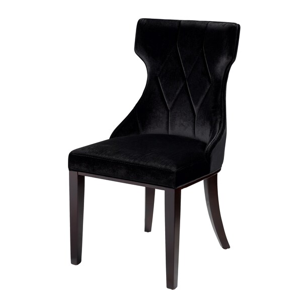 Manhattan Comfort Reine Velvet Dining Chair (Set of Two) in Black and Walnut - DC007-BK