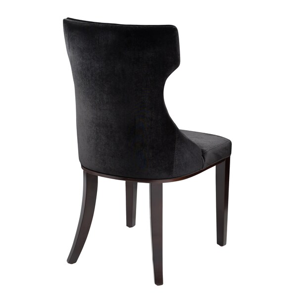 Manhattan Comfort Reine Velvet Dining Chair (Set of Two) in Black and Walnut - DC007-BK