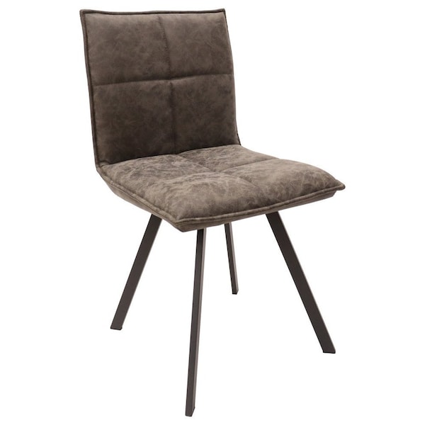 Leisuremod Wesley Modern Leather Dining Chair With Metal Legs, Grey, 2PK - WC18GR2