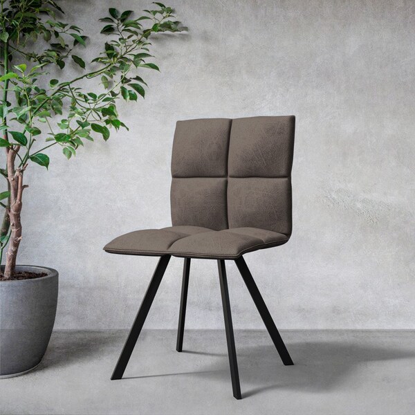 Leisuremod Wesley Modern Leather Dining Chair With Metal Legs, Grey, 2PK - WC18GR2