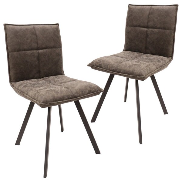 Leisuremod Wesley Modern Leather Dining Chair With Metal Legs, Grey, 2PK - WC18GR2