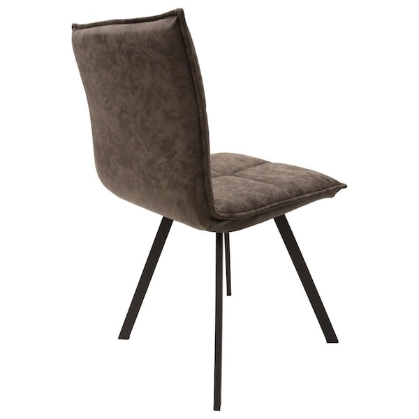 Leisuremod Wesley Modern Leather Dining Chair With Metal Legs, Grey, 2PK - WC18GR2