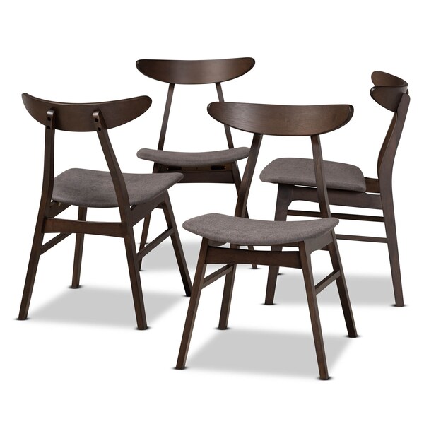 Baxton Studio Britte Dark Grey Upholstered Dark Oak Wood 4-Piece Dining Chair Set - 161-10467