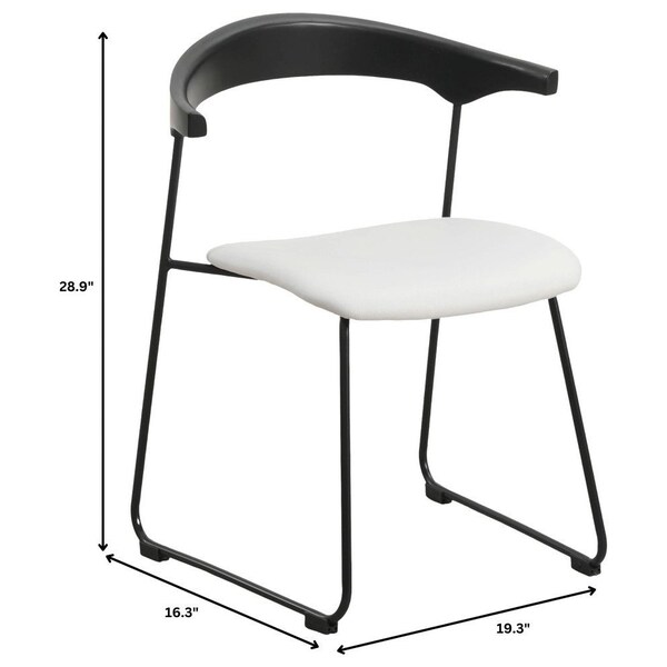 Leisuremod Lyra Collection Modern Chair in Black back and White Seat, 4PK - LCBL-41OW4