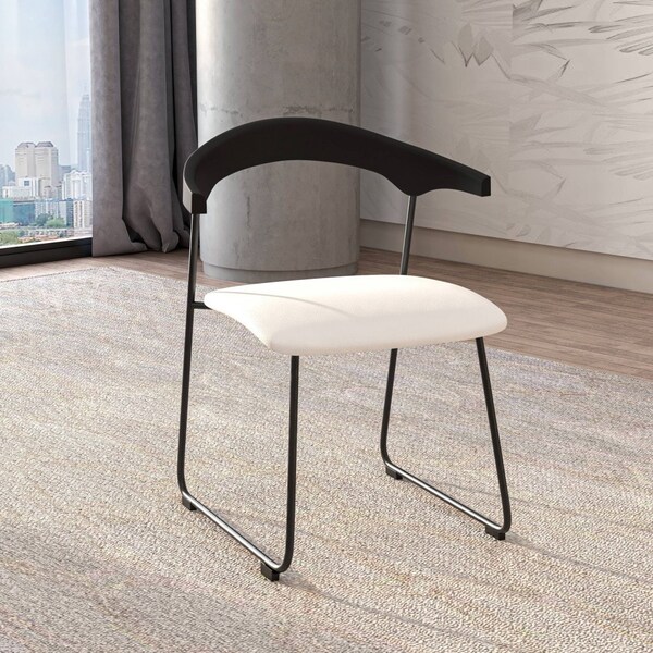 Leisuremod Lyra Collection Modern Chair in Black back and White Seat, 4PK - LCBL-41OW4