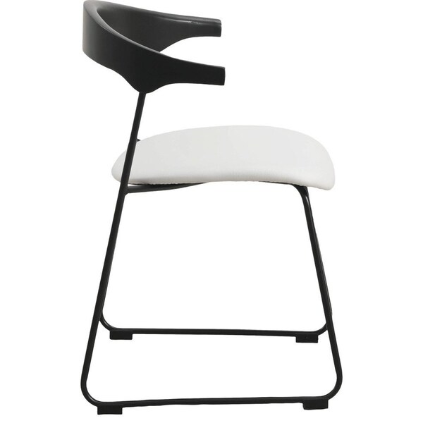 Leisuremod Lyra Collection Modern Chair in Black back and White Seat, 4PK - LCBL-41OW4
