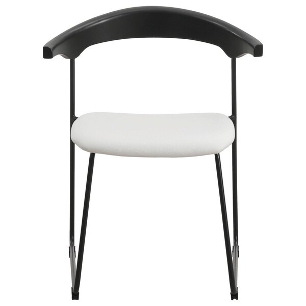 Leisuremod Lyra Collection Modern Chair in Black back and White Seat, 4PK - LCBL-41OW4