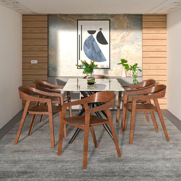 Leisuremod Rivo Collection Elegant Dining Chair in Dark Walnut Color Wood, 2PK - RC20DRW2