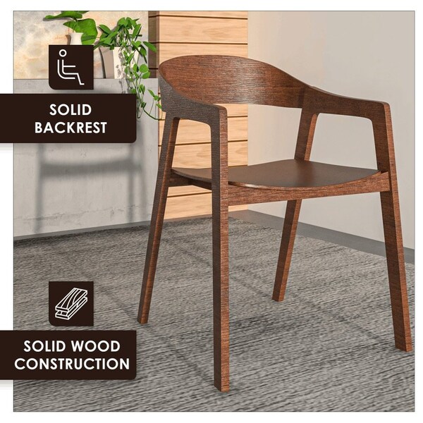 Leisuremod Rivo Collection Elegant Dining Chair in Dark Walnut Color Wood, 2PK - RC20DRW2